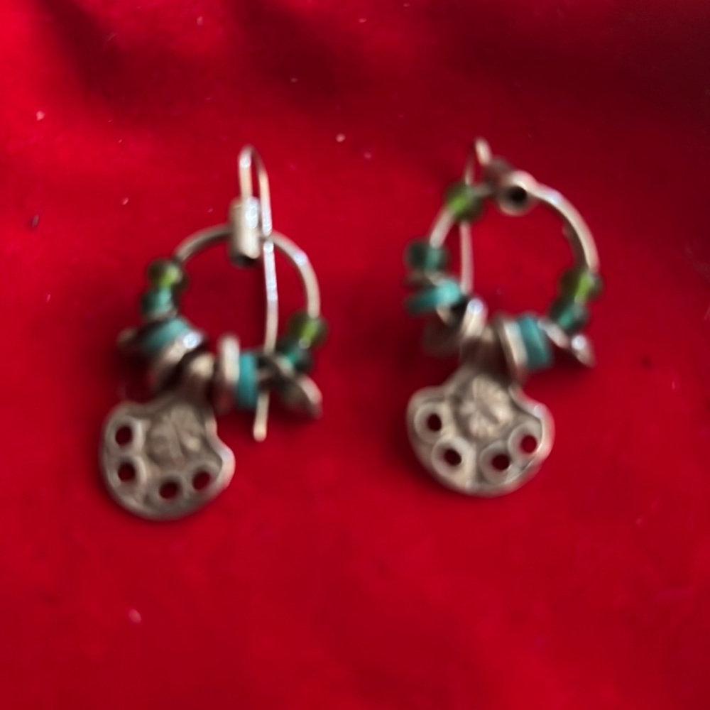 Turquoise hand crafted artisan drop earrings